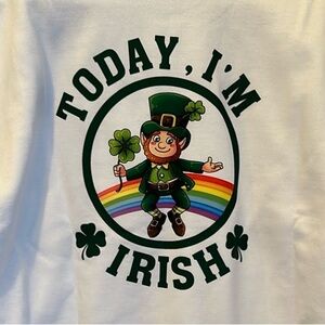 White Sweatshirt with Green Shamrock